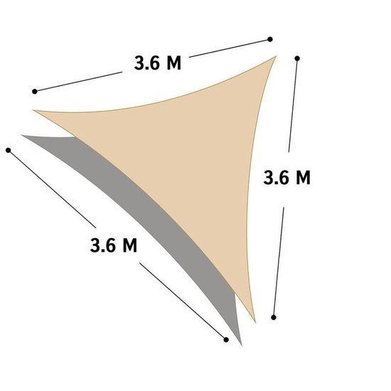 Luxe schaduwdoek - crème - 3,6m x 3,6m x 3,6m - driehoek