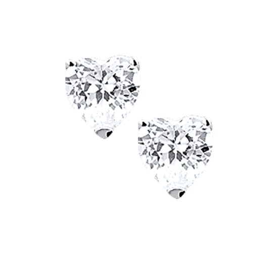 The Jewelry Collection - Oorknoppen Hart Zirkonia - Zilver