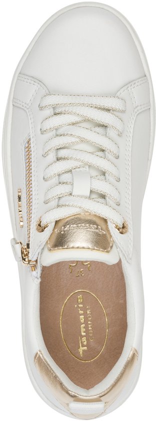 sneaker, wit, veters, rits, metalen detail