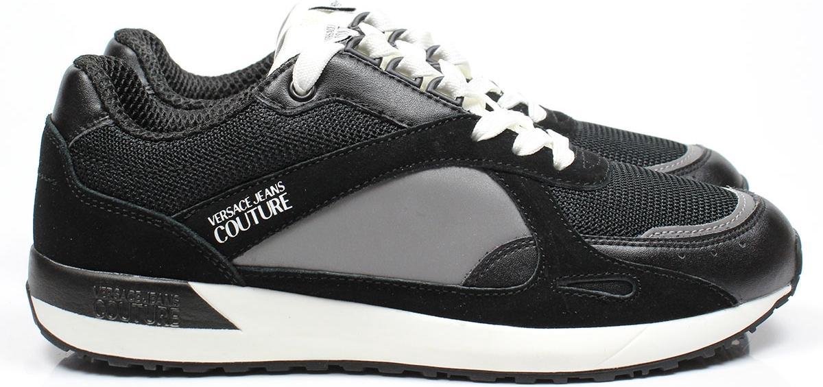 sneaker, zwart, mesh, witte zool, Versace Jeans Couture