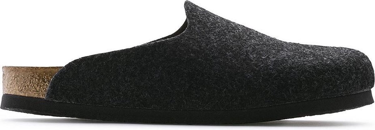 Birkenstock - Maat 44 - Amsterdam Anthracite narrow VEG Felt Wooly Home Heren Pantoffels - Antraciet