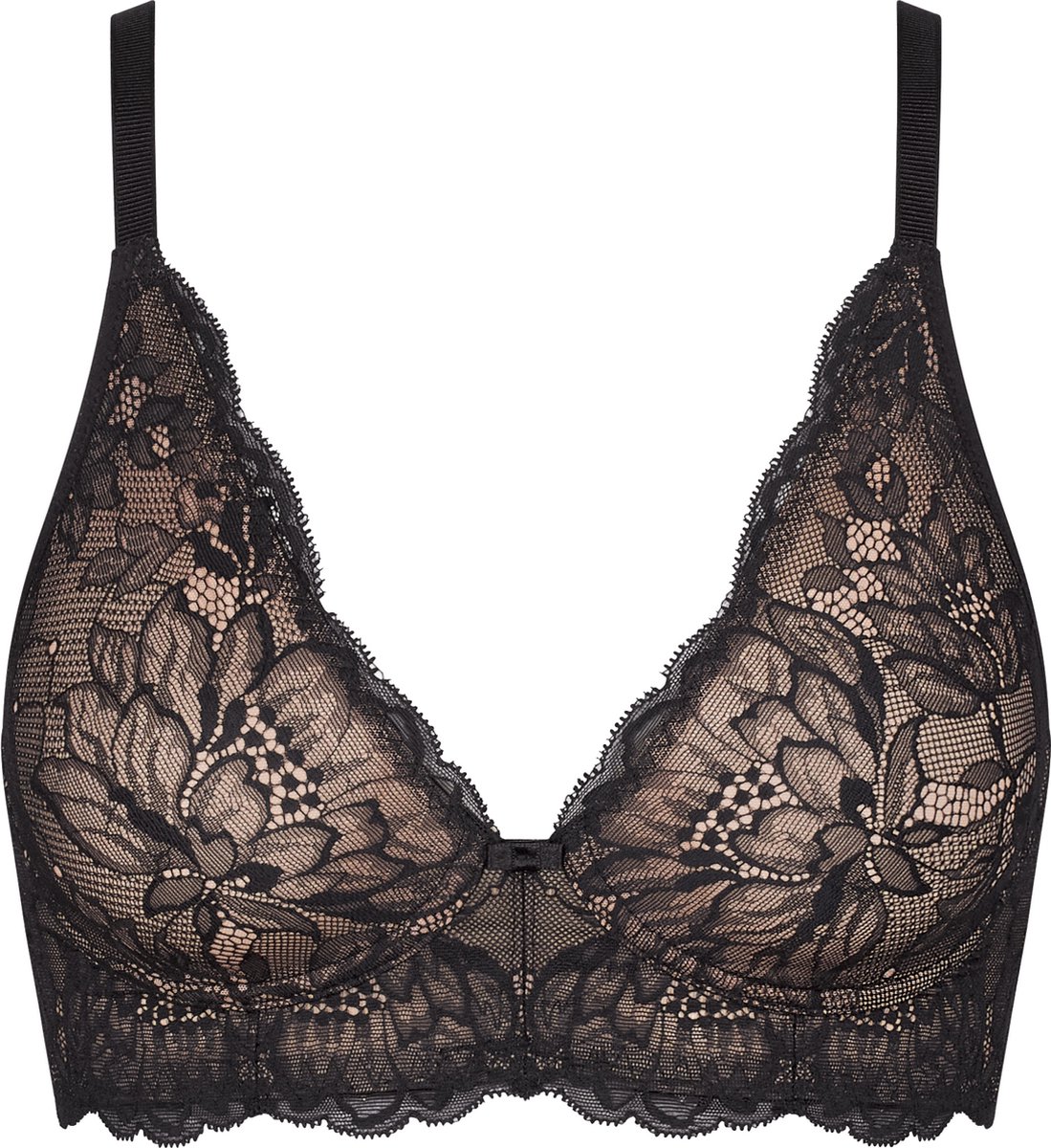 lingerie, bralette, lace, zwart, kant