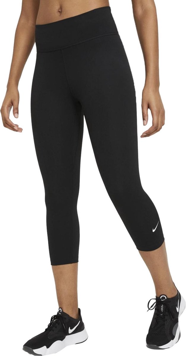 legging, capri, zwart, athletisch, Nike-logo