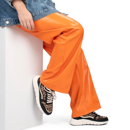 Posh by Poelman - mt 40 - CHARLIE Dames Sneakers - Zwart met dierenprint