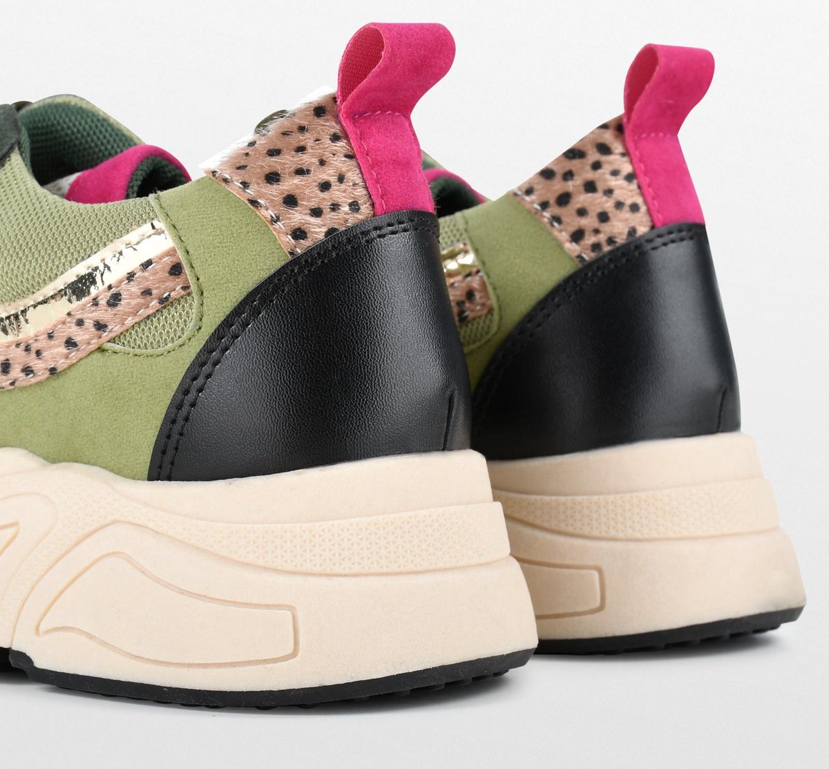 PS Poelman Dames - CAROCEL Imitatie Leren Suedè PU Runner Sneakers - 37 -  Beige Profielzool
