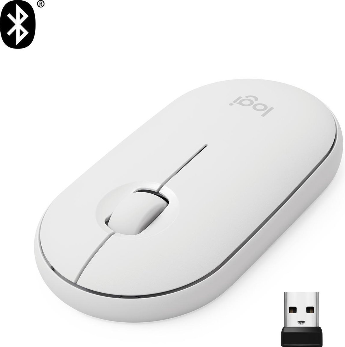Logitech Pebble M350 - Draadloze Bluetooth Muis - Wit