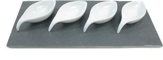 Amuse schaaltjes met bord - 5-delig - Wit