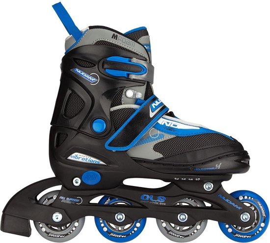 Nijdam Junior Inlineskates - Semi-Softboot - Zwart/Blauw/Grijs - 30