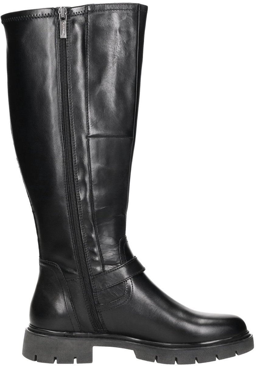 boot, knee-high, black, leather, zipper