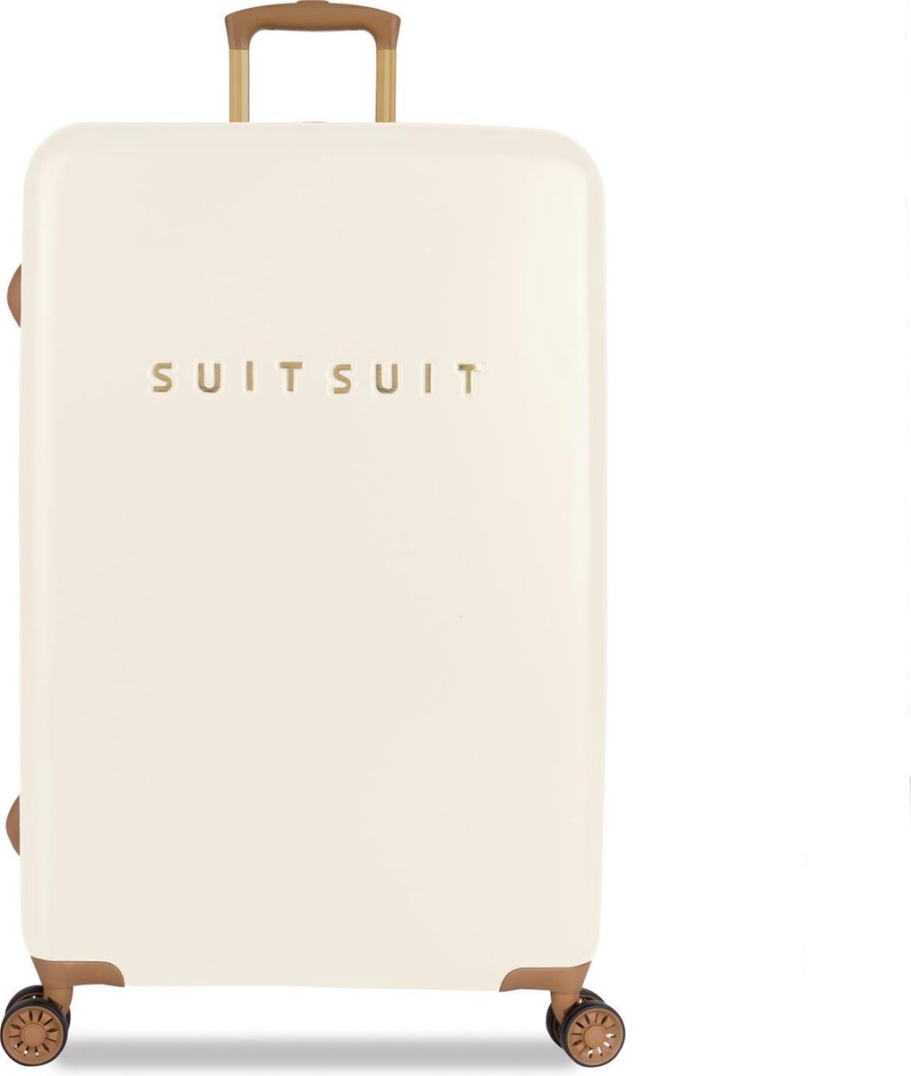 koffers, koffers met wielen, harde koffer, beige koffer, telescopische handgreep