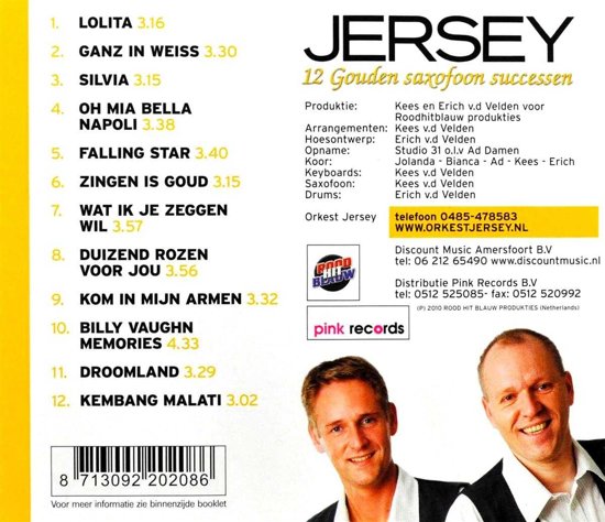 cd  - Jersey - 12 Gouden Saxofoon Successen