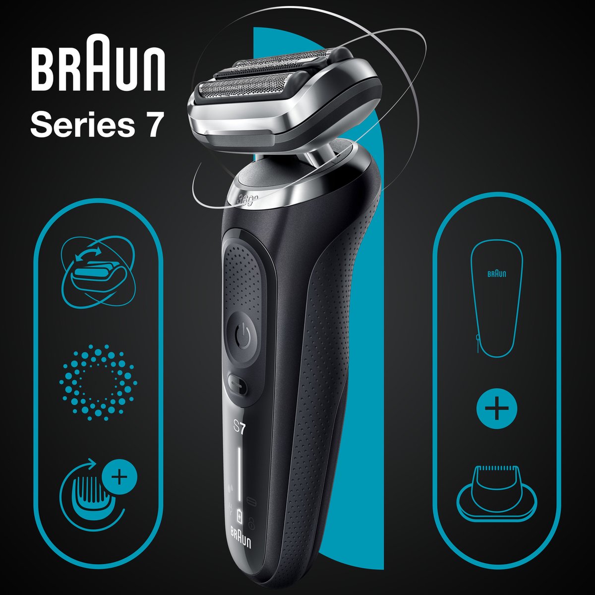 Braun Series 7 71-N1200s - Elektrisch Scheerapparaat Mannen - Met Precisietrimmer - Zwart