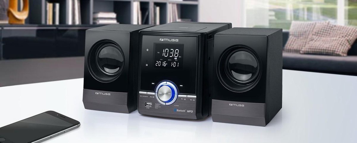 Muse M-38 BT - Mini hifi-systeem met CD,USB & bluetooth - zwart