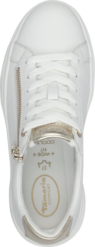 sneaker, wit, veterschoen, zijrits, casual schoen