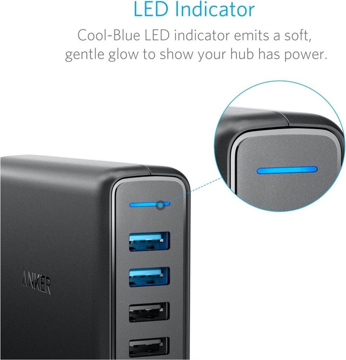 Anker PowerPort Speed 5 Poorts 2x Quick Charge 63W Thuislader Zwart