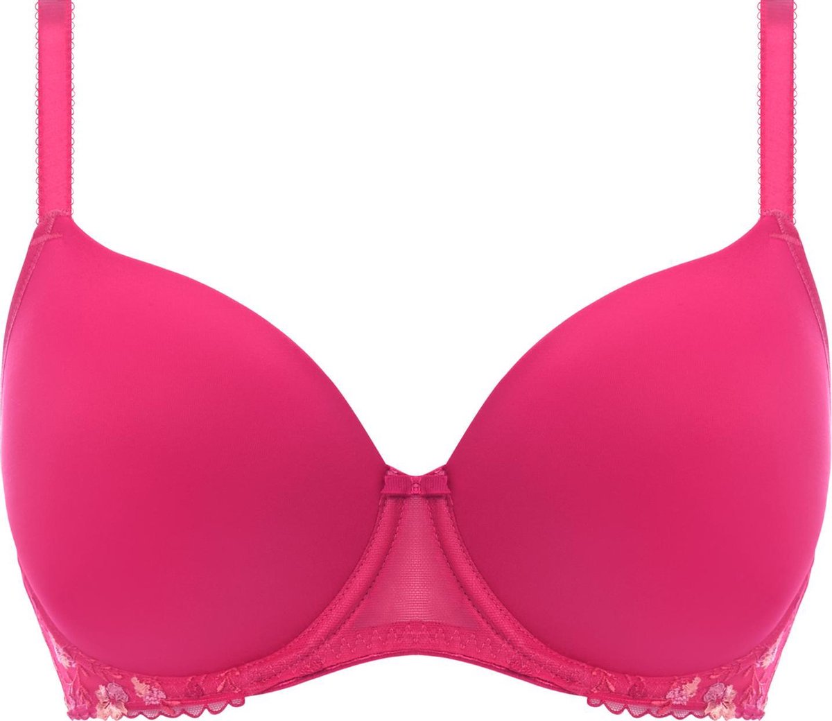 bh-bra, roze beha, gevuld bekers, verstelbare bands, kanten van kant