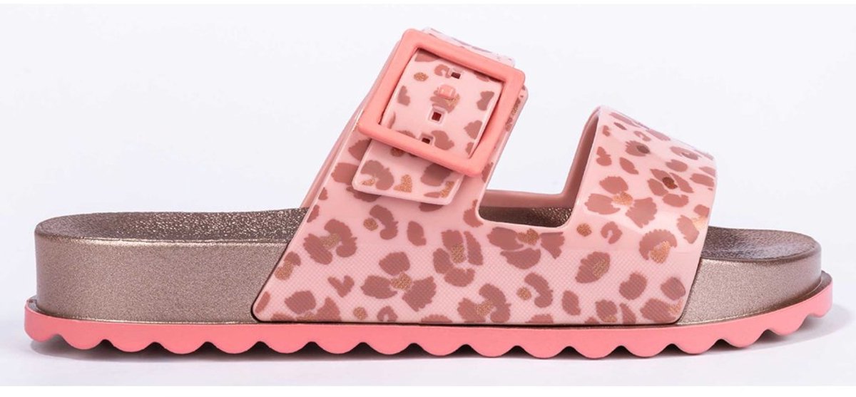 sandalen, slipper, roze, leopardprint, one strap