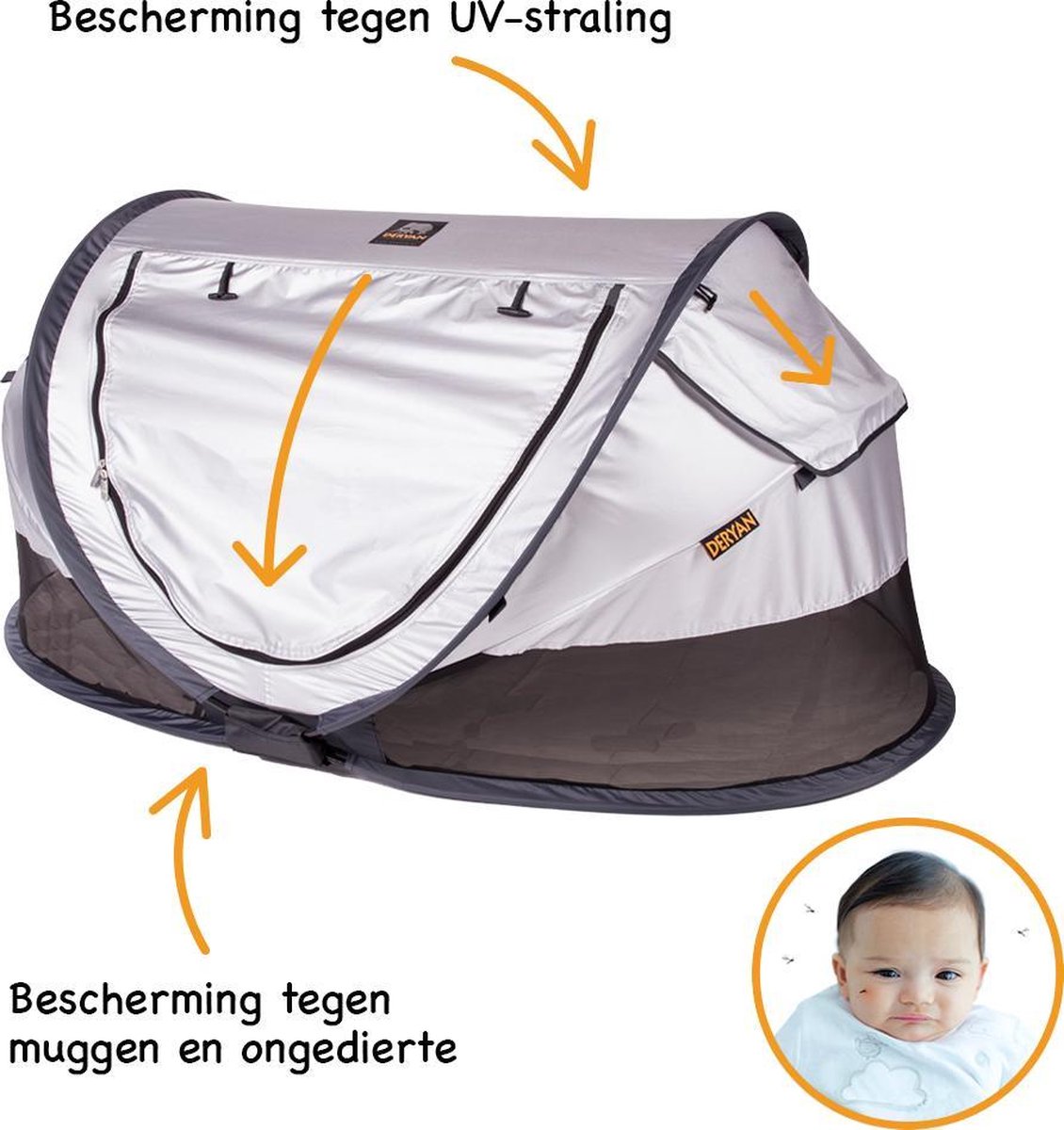 Deryan Peuter Luxe Campingbedje – Inclusief zelfopblaasbare matras - Silver