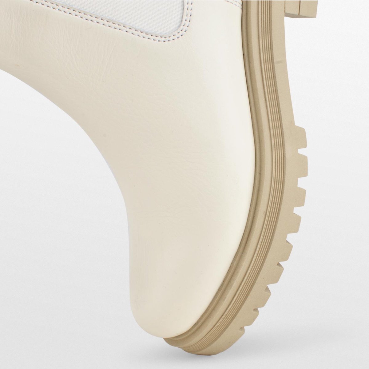 PS Poelman Mink Dames Leren Chelsea Korte EnkelLaarzen - 40 -  met Beige Zool en Elastiek - Crème Wi