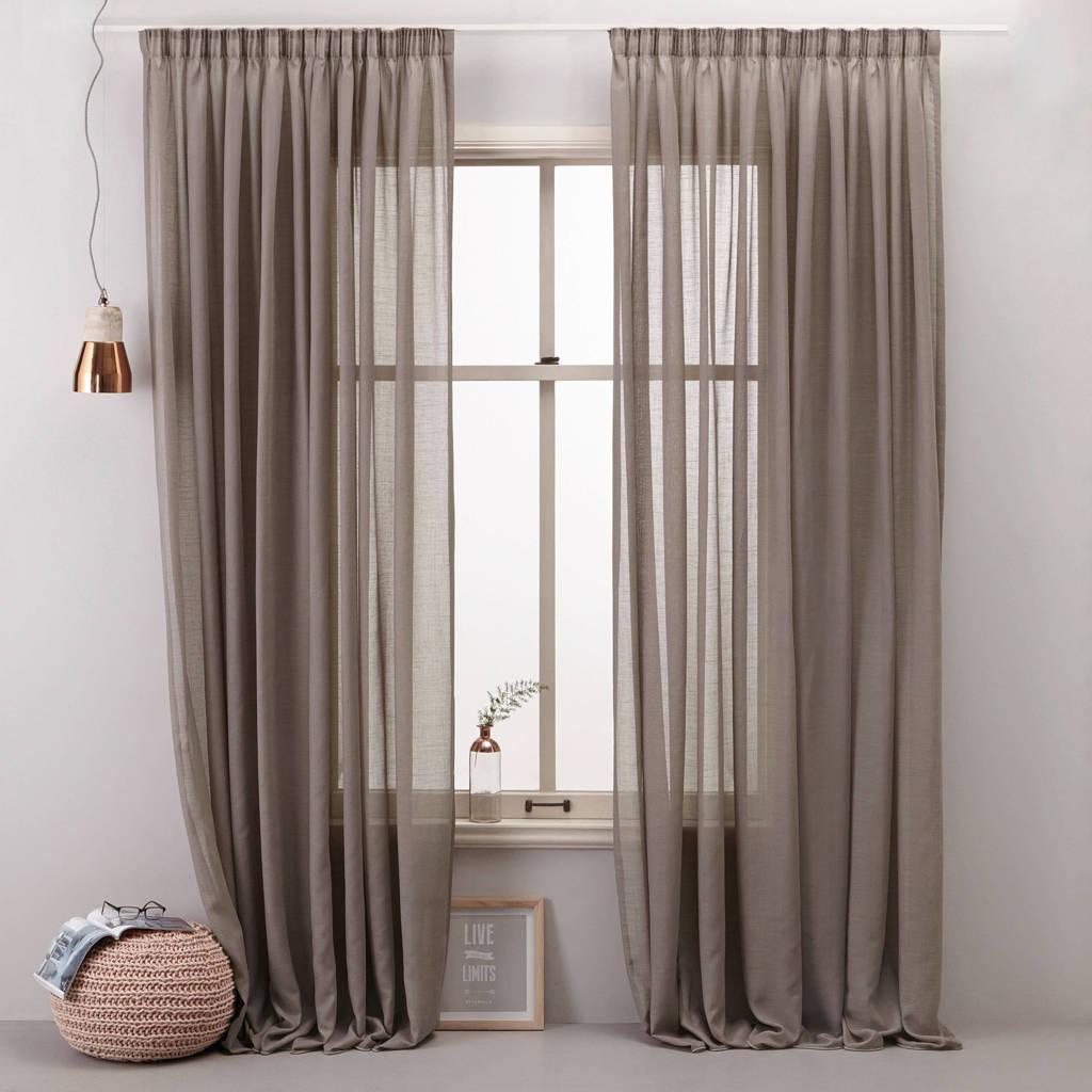 Koopjeshoek - Transparant Gordijn (450x310 cm) - Grijsbruin