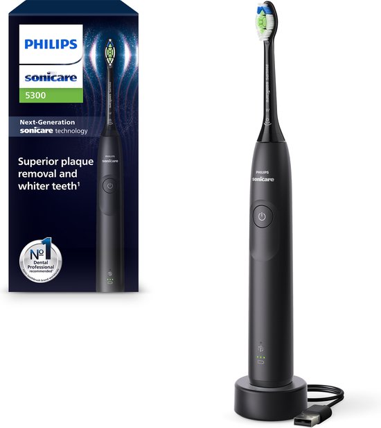 Philips Sonicare 5300 Series - Elektrische Tandenborstel - Zwart - Wittere tanden - HX7101/01