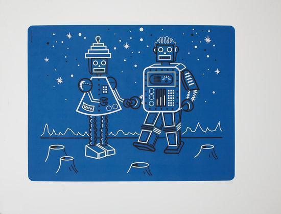 Modern Twist Mark Matz Robot Love Placemat - 40 x 32 cm - Blauw