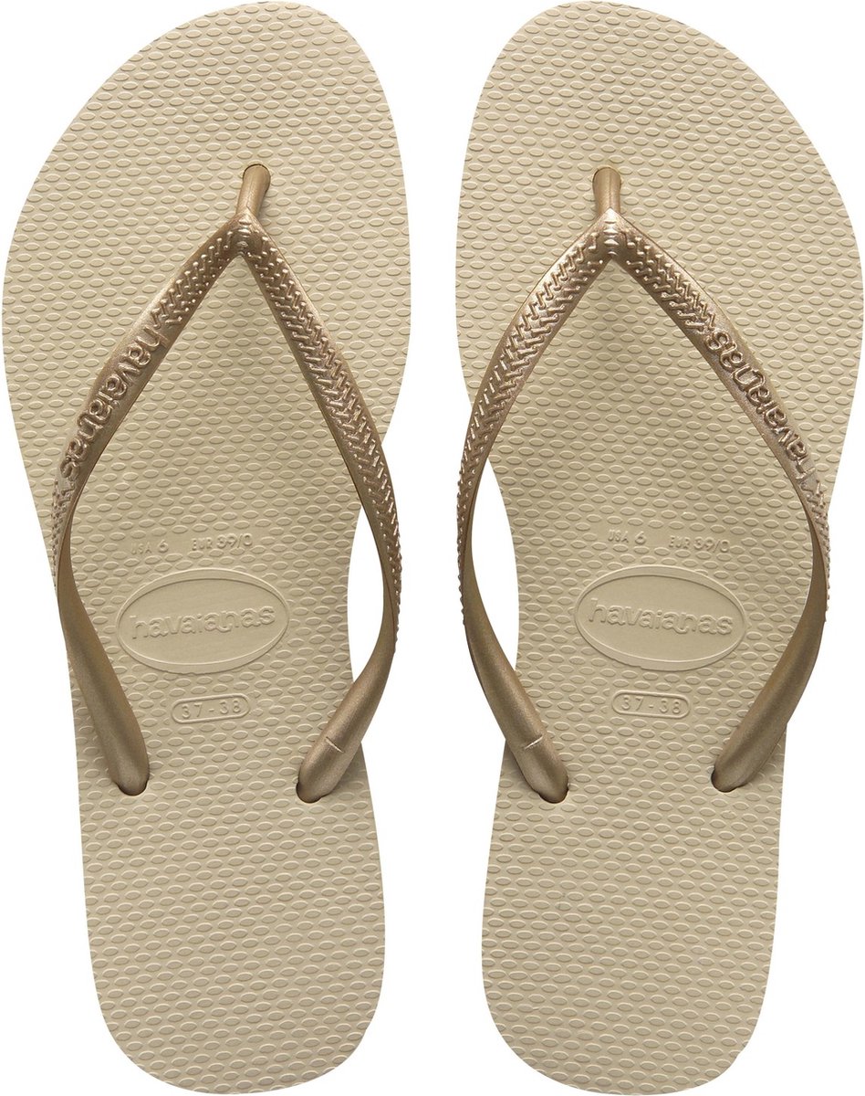 Havaianas - Maat 35/36 - Slim Dames Slippers - Sand Grey/Light Golden