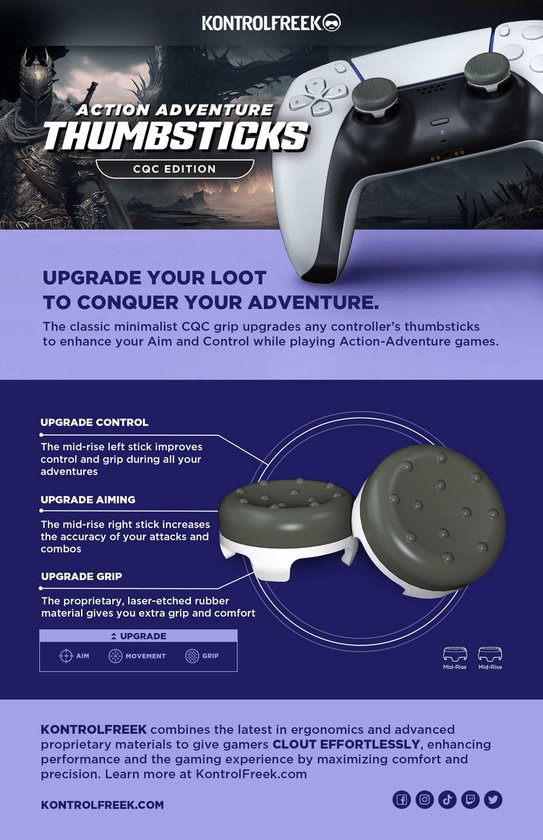 KontrolFreek Action CQC Thumbsticks - Grijs/Wit (Xbox)