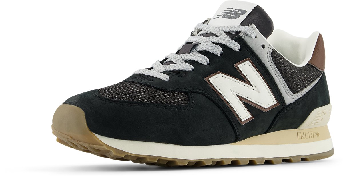 sneakers, zwart, mesh, leer, gum sole