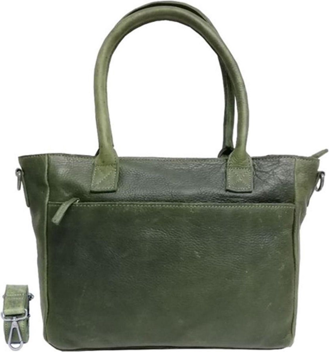 tote, handtas, leren, groene, ruime