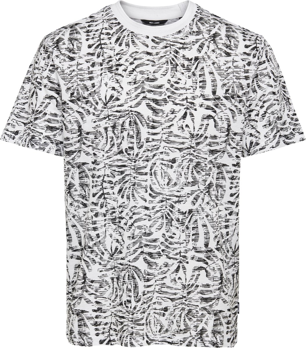 ONLY & SONS Maat S ONSADRIEL LIFE REG SS AOP TEE Heren T-Shirt