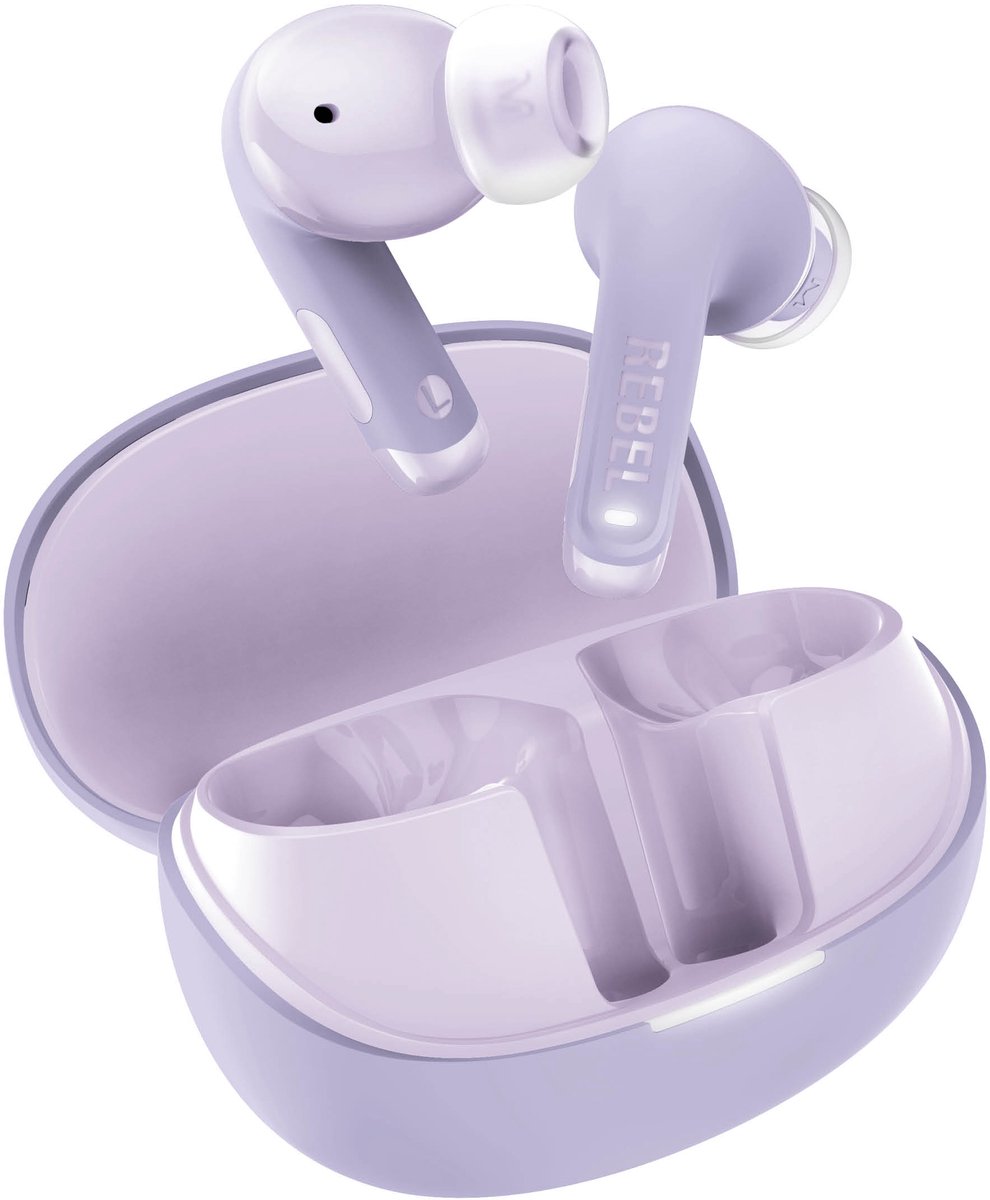 oorbellen, in-ear, draadloze oordopjes, case, lila