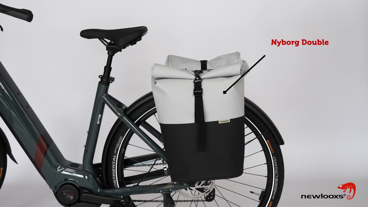 New Looxs Nyborg Double - Dubbele Fietstas - Geschikt voor Electrische Fietsen - Waterdicht Polyester - 34 Liter - Zwart & Donker Grijs