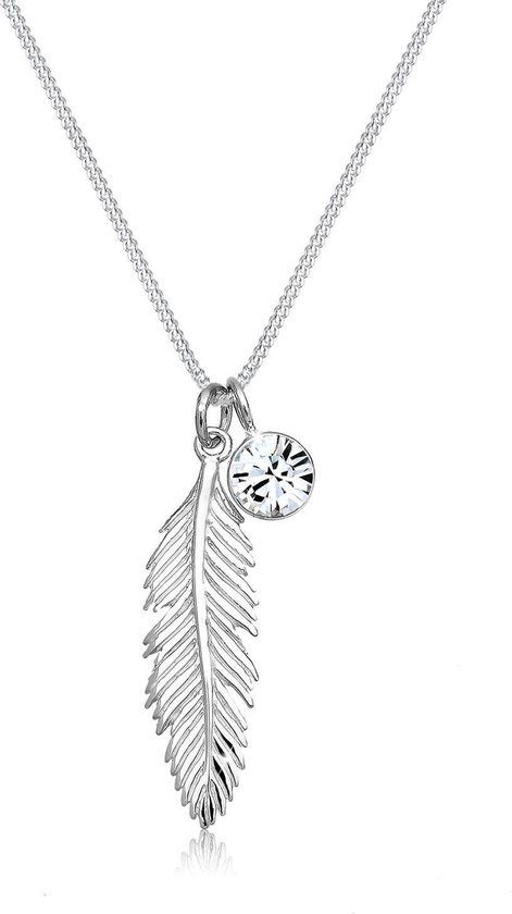 Elli Halsketting Veer met Kristal 925 Sterling Zilver