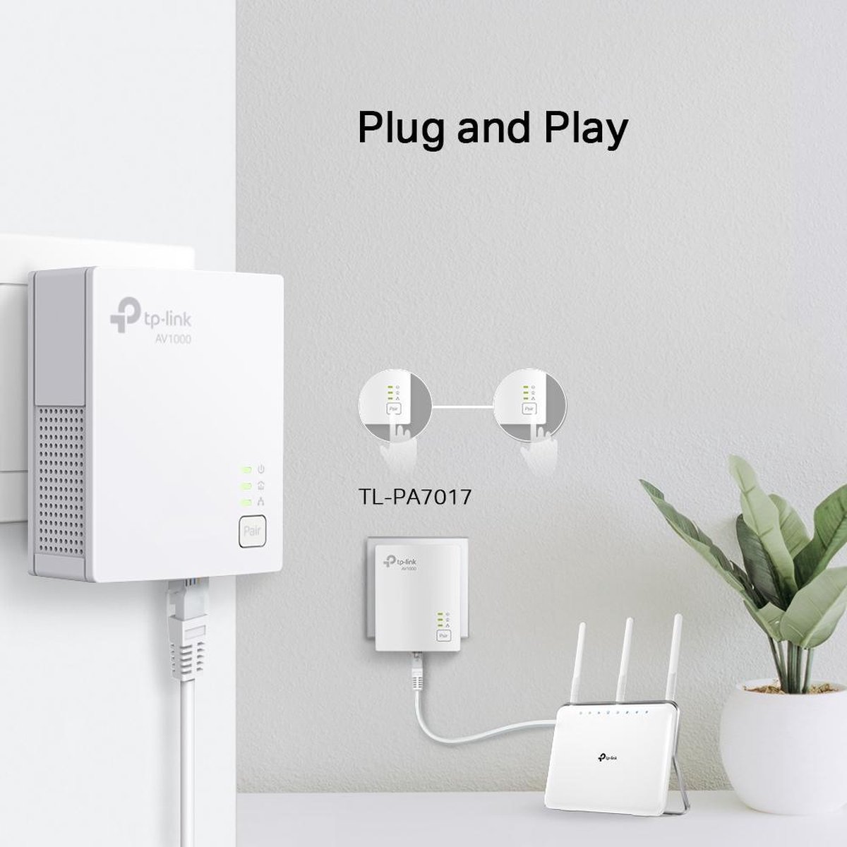 TP-Link TL-PA7017 KIT - Powerline Zonder Wifi - 2 stuks