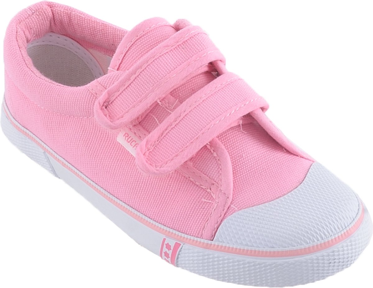 sneaker, roze, strikvelcro, canvas, witte-zool