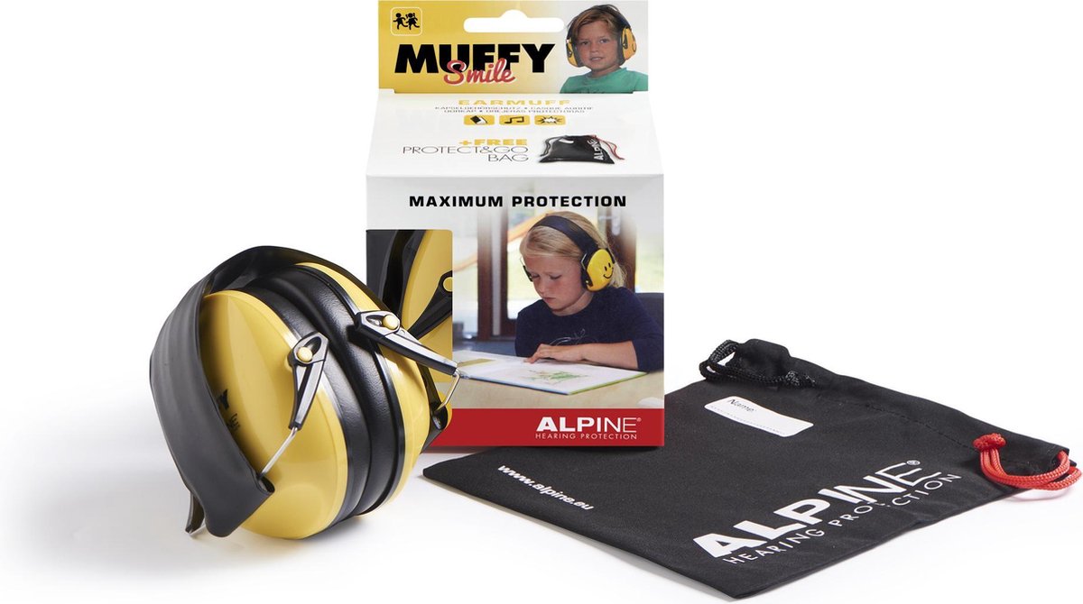 Alpine Muffy Smile - Oorkap voor kinderen - Gehoorbescherming - SNR 25 dB - Geel