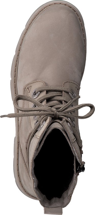MARCO TOZZI - Maat 37 - MT Leather upper and Feel Me insole Dames Lace Boot Flat - TAUPE NUBUCK