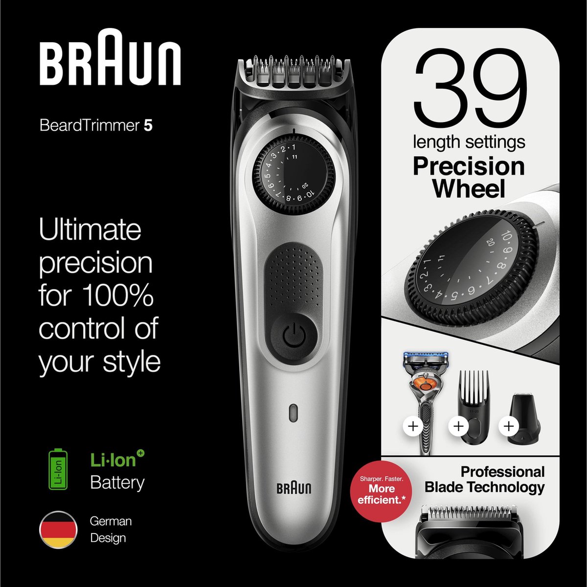 Braun BT5260 - Baardtrimmer en Haartrimmer – Zwart/Metaalzilver