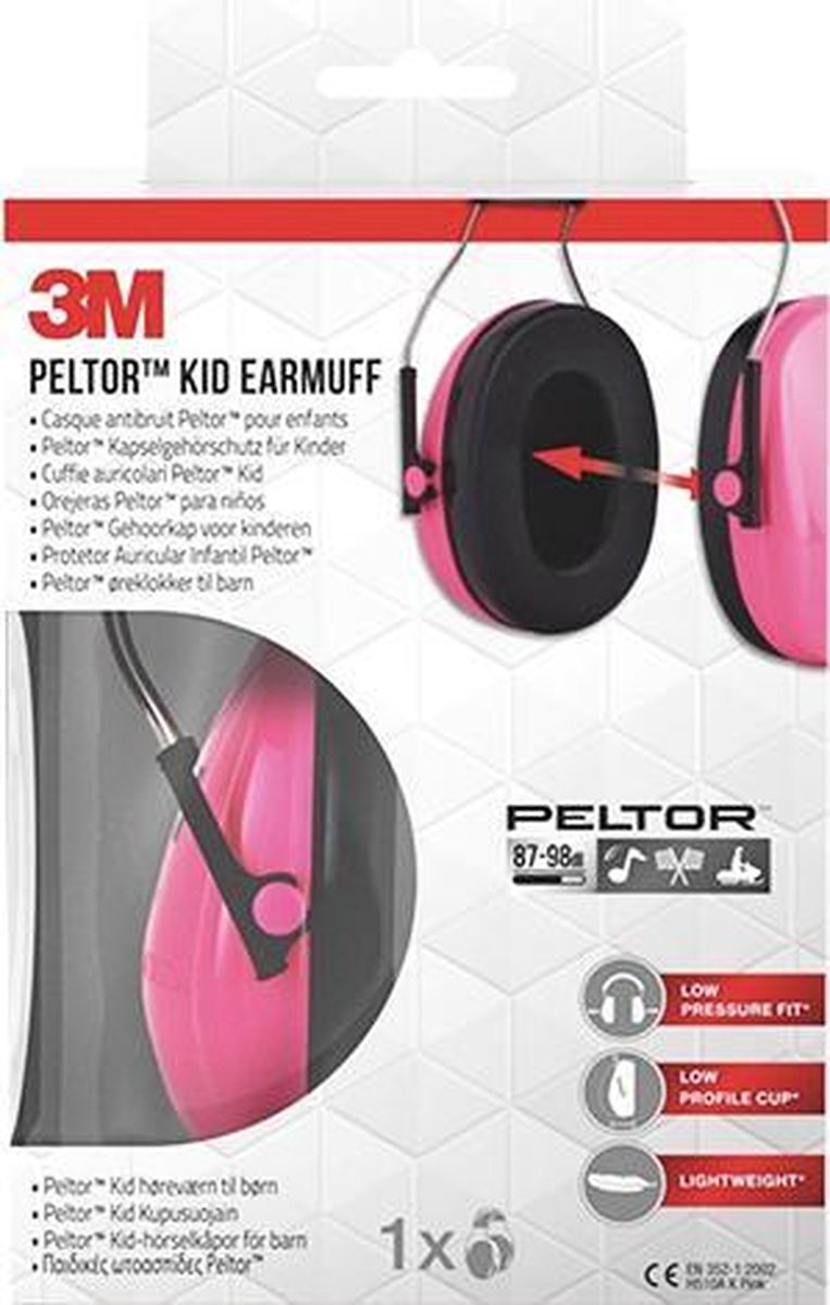 Gehoorkap met hoofdbeugel Kids Neon Roze