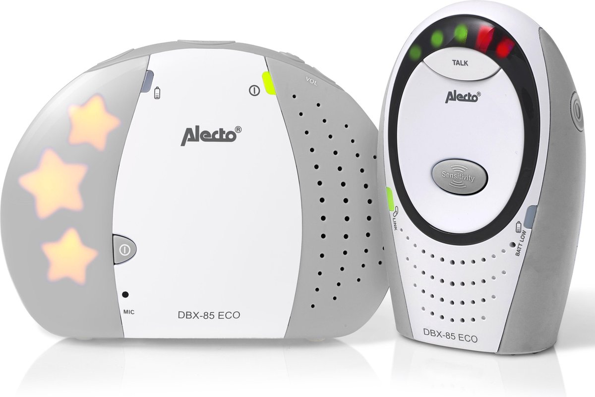 Alecto DBX-85GS - Full Eco DECT babyfoon - Wit/Grijs