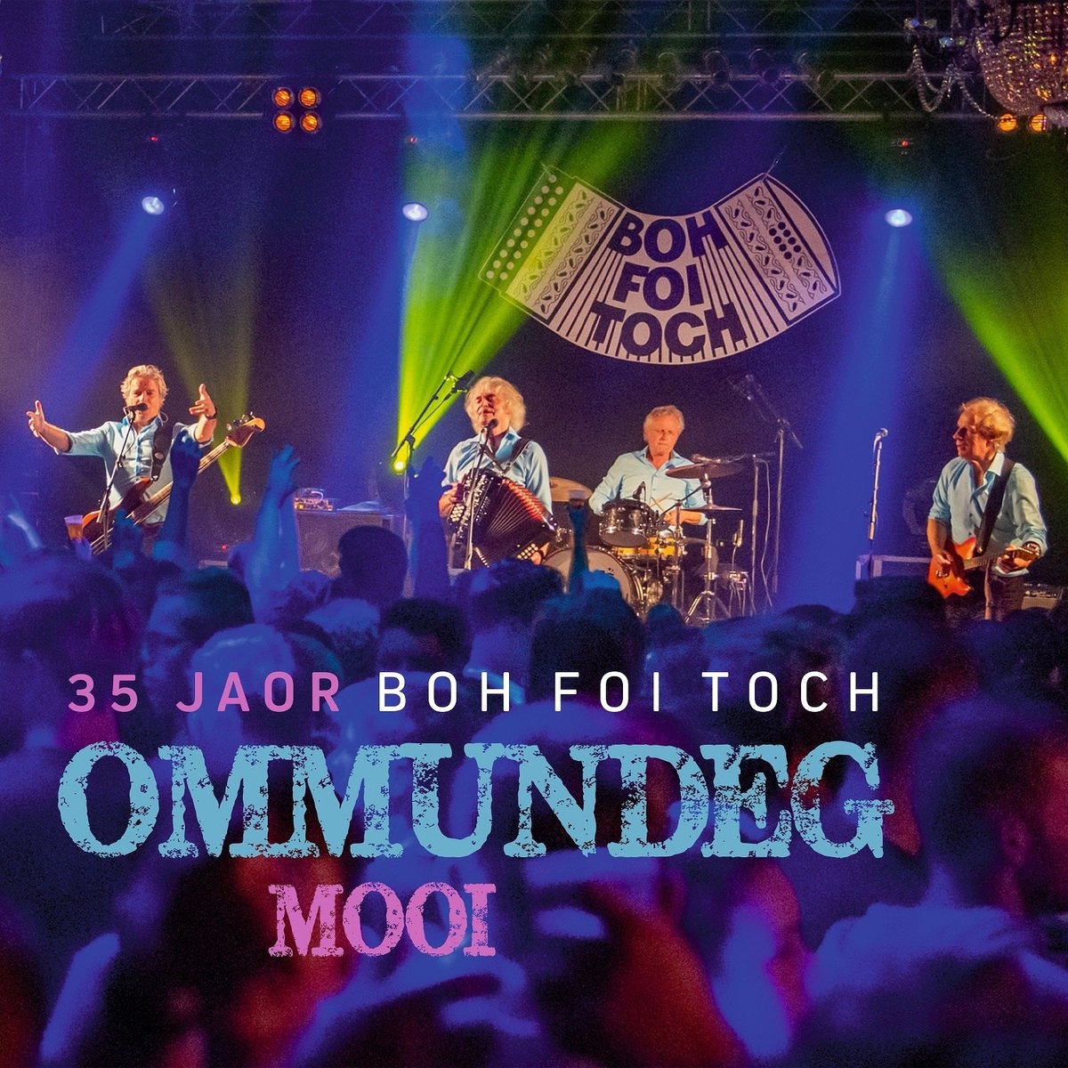 live concert, band performance, stage lights, accordion, crowd