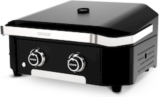 Cozze - Plancha 600 met Deksel en 2 Branders 65 cm 30Mbar 6.4KW - Roestvast Staal - Zwart