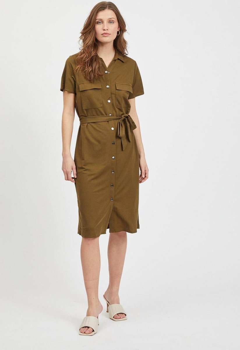 VILA - maat S-VISAFINA SS SHIRT DRESS - NOOS Dames Jurk