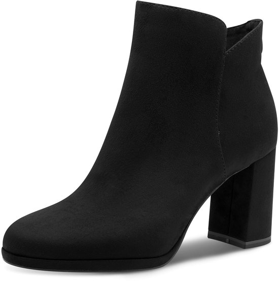 ankle boot, zwart, middelhoge hak, blokhak, suede