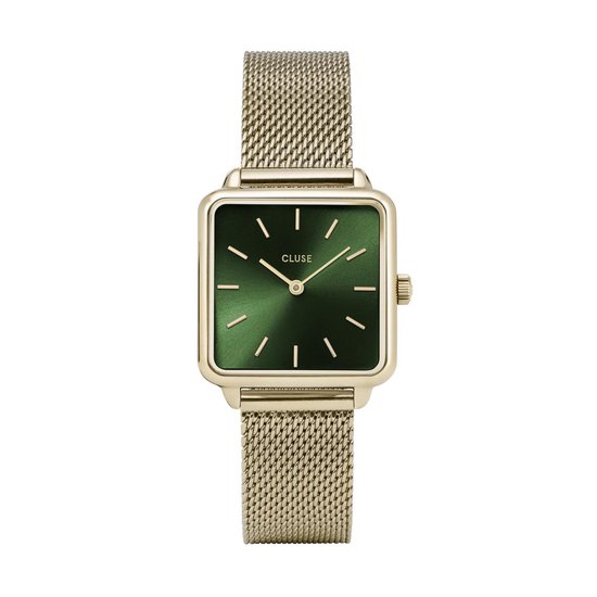 Cluse La Tétragone Mesh Green, Gold Colour Horloge - 28,5 mm