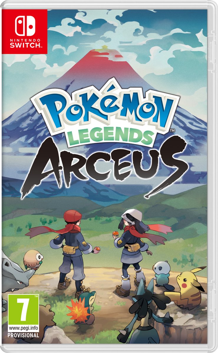 Nintendo Switch, Pokémon Legends Arceus, game cover, mountain, characters