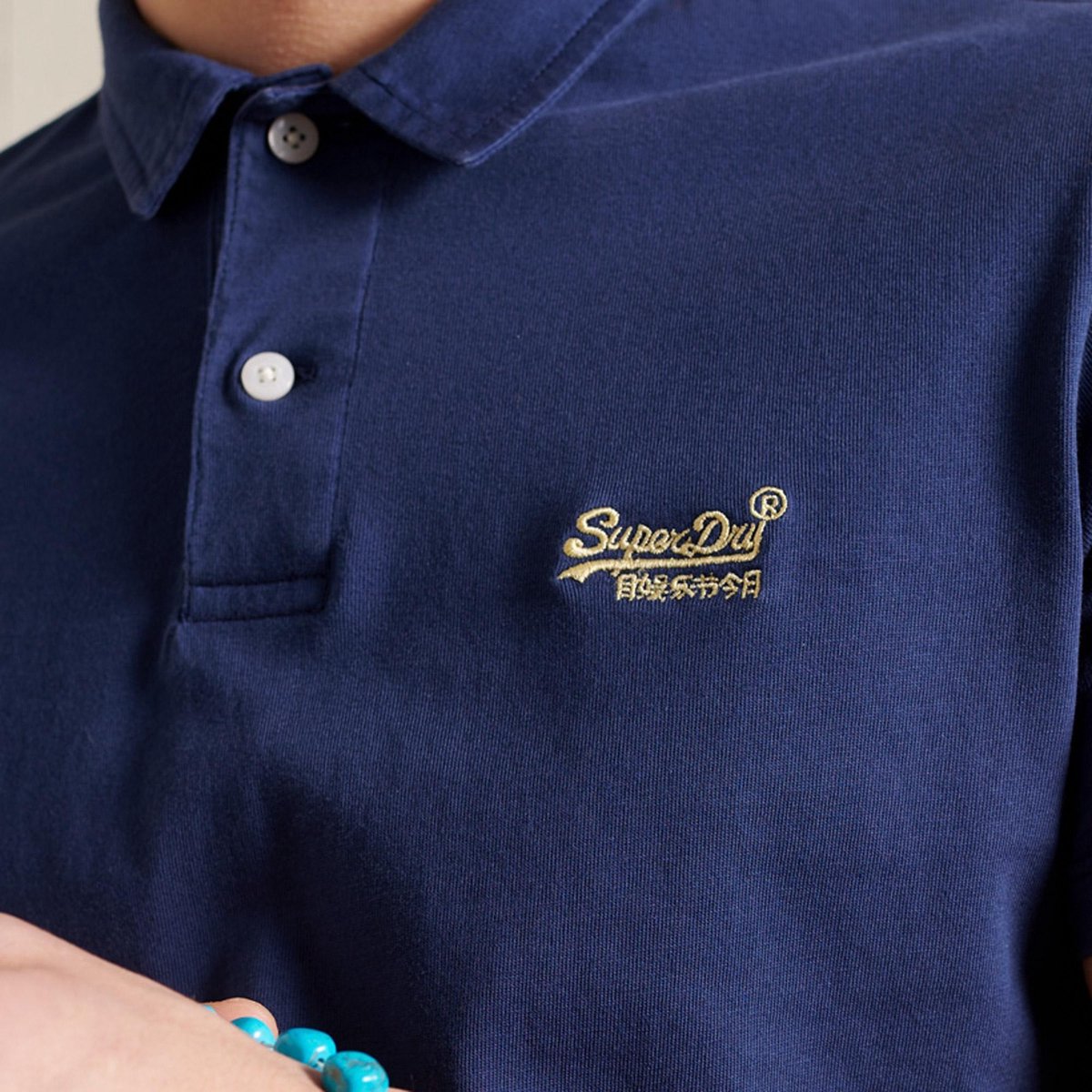 Superdry Maat L - LA Beach Polo Blauw - Modern-fit - Heren Poloshirt