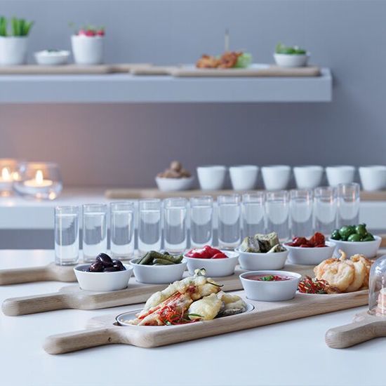 LSA Paddle Vodkaglazen - Met Houten Dienblad - Forst - 6 Stuks