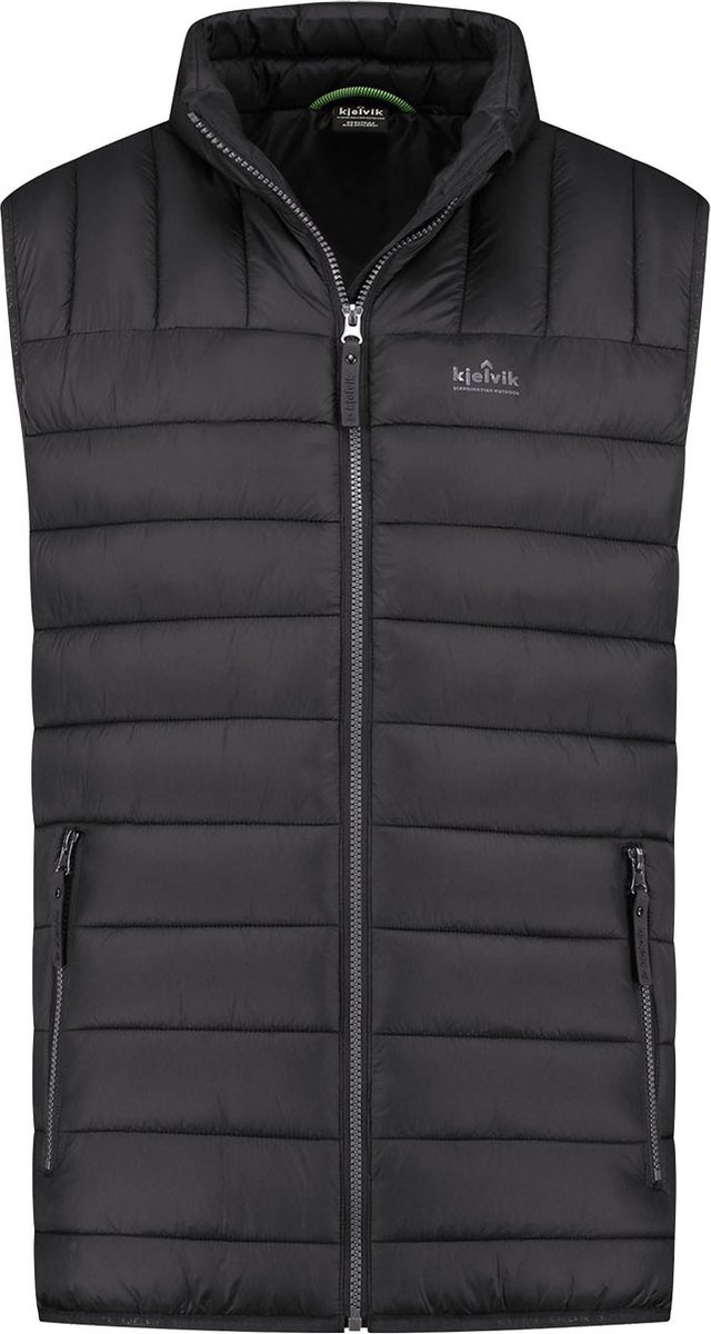 wollen jas, puffer vest, mouwloze jas, ritssluiting, donkergrijs